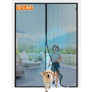 MAGZO Magnetic Screen Door Fit Door Size 72 x 84 Inch, Screen Size 74" x 85" Heavy Duty Magnet Curtain for Sliding Entrance Black