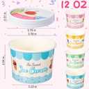 Jingmore 48 Pcs 12oz Paper Ice Cream Cups with Lids, Ice Cream Containers Disposable Sundae Dessert Bowls, Frozen Yogurt Containers Party Supplies for Hot and Cold Food, Salad, Fruit
