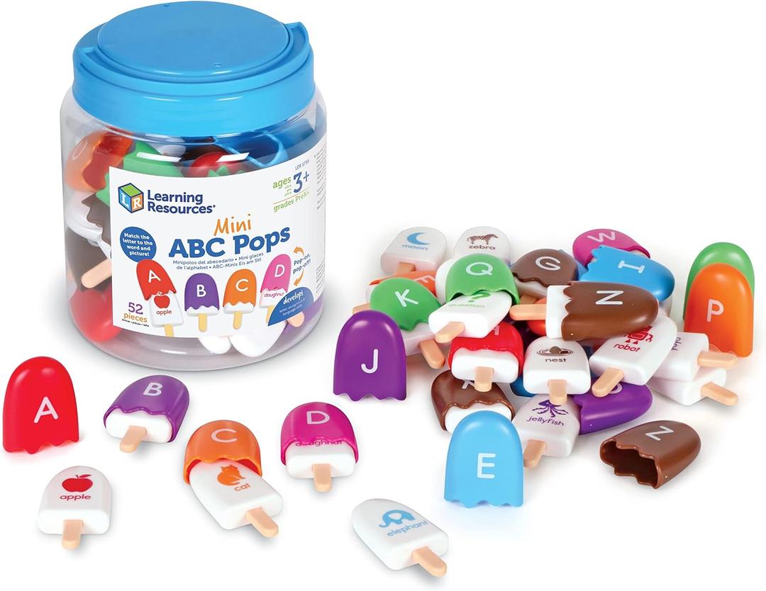 Learning Resources Mini ABC Pops Alphabet Toys, ABC Puzzle, Phonics Games for Toddlers, Fine Motor Toys, Play Food Set, Preschool Activities, Sensory Bin Letters, Gifts for Kids