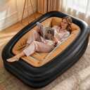 FluSing Blow Up Couch for Camping, Inflatable Chairs for Adults, Heavy Duty Flocked Inflatable Camping Couch Indoor, Portable Air Sofa Inflatable Couch, Comfortable Air Sofa Bed Mattress for Outdoor, Single