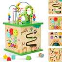 OOOK 5 in 1 Large Activity Cube, Forest-Themed Activity Cube for 1 Year Old, 13.4 x 13.4 x 22.2 inches