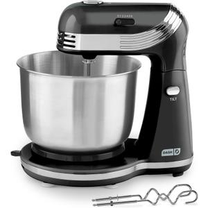 Dash Everyday Stand Mixer - Compact Tilt-Head Stand Mixer for Everyday Recipes - 6-Speed Power with Stainless Steel Bowl - Black, 3-Quart