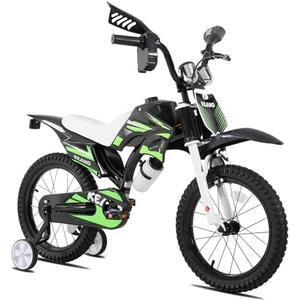 KEANO Motocross Style Kids Bike for Boys Girls Ages 3-7 Years | 12 & 16 Inch Kids Bikes with Training Wheels and Number Plate, Children Bicycles
