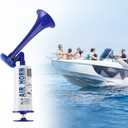 Handheld Air Horn, Aluminum Super Loud Stadium Noisemakers for Sporting Events, Portable Air Pump Horns Sport and Marine Signal Safety Alarm Horn for Boating, Sports Games, Birthday Parties (Blue)