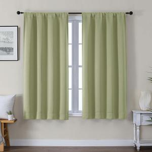 Gwine Sage Green Blackout Curtains for Bedroom 54 Inches Long, Thermal Insulated Room Darkening Curtains for Living Room Each 40" Wx54 L, 2 Panels