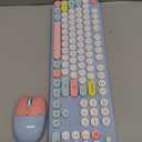 Dilter Wireless Keyboard and Mouse Combo, Full-Sized Typewriter Keyboards, Cute Cat Shaped Wireless Mouse, USB Plug and Play for Windows, Computer, PC, Laptop, Desktop (Blue Colorful)