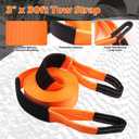 Offroad Recovery Strap Kit, 3" x 30ft Tow Strap+ Shackle Hitch Receiver 2 inch 42000 Lbs+D Ring Shackles+Bag, 4x4 Winching Accessories
