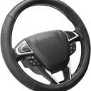 SEG Direct Car Steering Wheel Cover for Prius Civic Model 3 Model Y Camaro, Small Size 14-14.25 inch, Black Microfiber Leather (Small size[14''-14 1/4''])