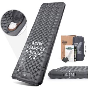 Hikenture 7.3 R-Value Camping Sleeping Pad, 4 Insulated Camping Mat with Foot Pump, Ultralight Backpacking Air Mattress for 4 Seasons, Inflatable Sleeping Mat for Outdoor, Hiking, Tent(1231-A1)