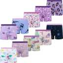 BIG ELEPHANT 10 Pack Toddler Girls' Underwear Boxer Briefs 100% Cotton Super Soft Breathable Panties (8-9 Years, Purple)