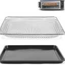 Ericair Oven Air Fryer Basket and Tray Compatible with Ninja SP100, SP101, SP1001C, SP201 Foodi Air Fry Oven, Air Fryer Accessories for Ninja Foodi 8-in-1 Air Fry Oven (Stainless Steel & Black)