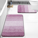 Bathroom Rugs Sets 2 Piece, Soft Absorbent Microfiber Bath Mats and U-Shaped Contour Toilet Rug, Non-Slip Machine Washable Dry Bath Mats for Bathroom, 40x60 and 50x60 cm, Purple