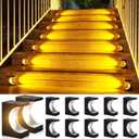 ROSHWEY Solar Step Lights 12 Pack, Stair Lights Outdoor Waterproof, LED Step for Outside, Outdoor Solar Powered Step Lighting for Patio Decor, Deck, Porch, Front Door, Walkway,Warm Light