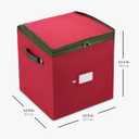 ZOBER Christmas Ornament Storage Box - Stores 64 3" Ornaments, With Dividers - Ornament Organizer Storage Box, Durable Christmas Containers Holder, Dual Zipper - Red