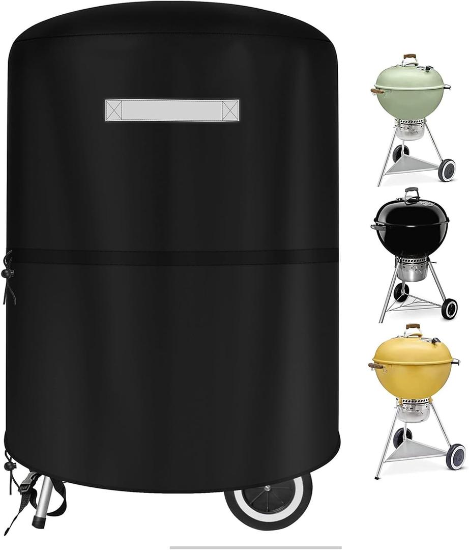 22 Inch Charcoal Kettle Grill Cover - Heavy Duty Waterproof BBQ Cover for Weber Char-Broil 22" Charcoal Kettle Grills, UVResistant,Breathable & WaterResistant Polyester,Fits 22" Weber Kettle Grills