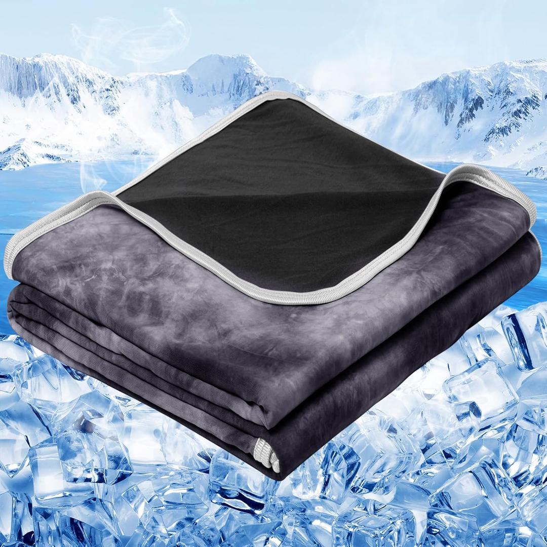 inhand Cooling Blanket Twin Size (60"x80"), Cooling Blankets for Hot Sleepers, Absorbs Heat to Keep Adults Cool for Summer Nights Sweats, Thin Cold Lightweight Blanket for Couch Bed, All Season Use (Black)