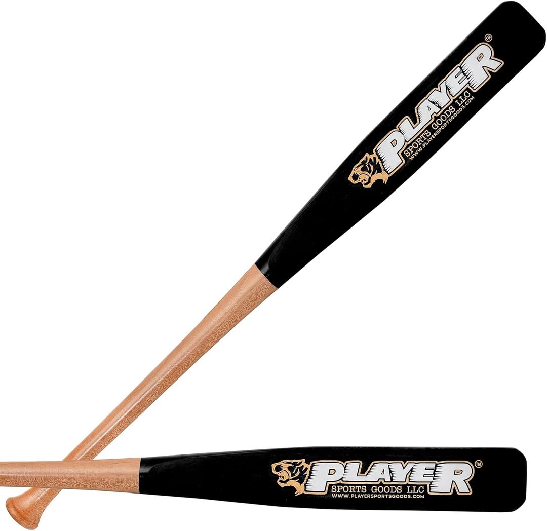 34" Pro Maple Flat Half Paddle Training Baseball & Softball Bat in Size: 34" / Weight: 25 oz/Flat: 3" for Adult & Professional Players in Natural Wood & Black Barrel by Player Sports Goods LLC
