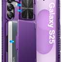 ATATOO for Samsung Galaxy S25 Case, Built-in Card Holder (Store 3-5 Cards) & Slide Camera Cover & RFID Blocking, Military Grade Protection, Hard Wallet Phone Case for Samsung S25 6.2", Dark Purple