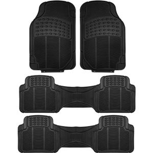 FH Group Car Floor Mats - Heavy-Duty Rubber Floor Mats for Cars, Universal Fit 3 Rows Full Set, Trimmable Automotive Floor Mats, ClimaProof Floor Mats, Floor Mats For SUVs, Truck Floor Mats Black