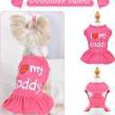 Dog Dress, Pet Clothes for Small Dogs Girl Cute I Love My Mom/Dad Pink Puppy Dresses Breathable Pet Spring Summer Clothes Puppy Cat Outfits for Valentines Day, Love Dad (X-Large)