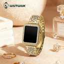 wutwuk Diamond Band with Bling Case Compatible with Apple Watch Bands for Women 40mm, Sparkly Metal Strap with Crystal Protective Bumper for iWatch SE Series 9 8 7, 41mm Gold