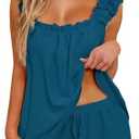 KFUBUO Womens Pajamas Set 2 Piece Ruffle Pj Soft Tank Top and Shorts Sleepwear Set Bridal Pajama for Women Set S