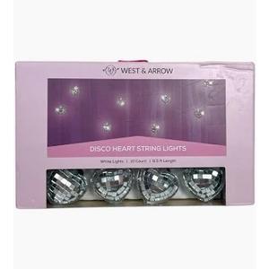 NEW West & Arrow Disco Heart String LED Lights SILVER HEAR