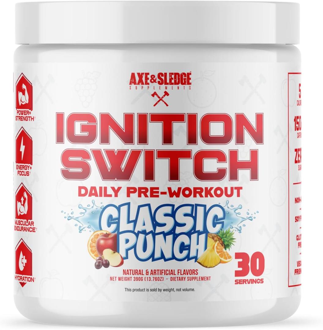 Axe & Sledge Ignition Switch preworkout | Classic Punch, Exp Date: June 2027