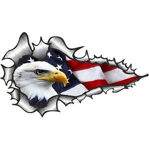 2 Pack American Bald Eagle Flag Car Decal Sticker, 7.48X4.33 Inch Patriotic Eagle Truck Decal Waterproof Bumper Sticker for Car Truck Trailer SUV Van Outdoor Window Wall Laptop Tablet Glass (Number 2)