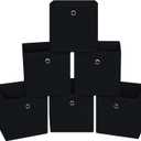 Black Foldable Storage Cubes Bins ,11 Inch Cloth Storage Cube Fabric Storage Box Cubes Organizer Baskets with Handles for Home Organizer Set of 6 (Black)