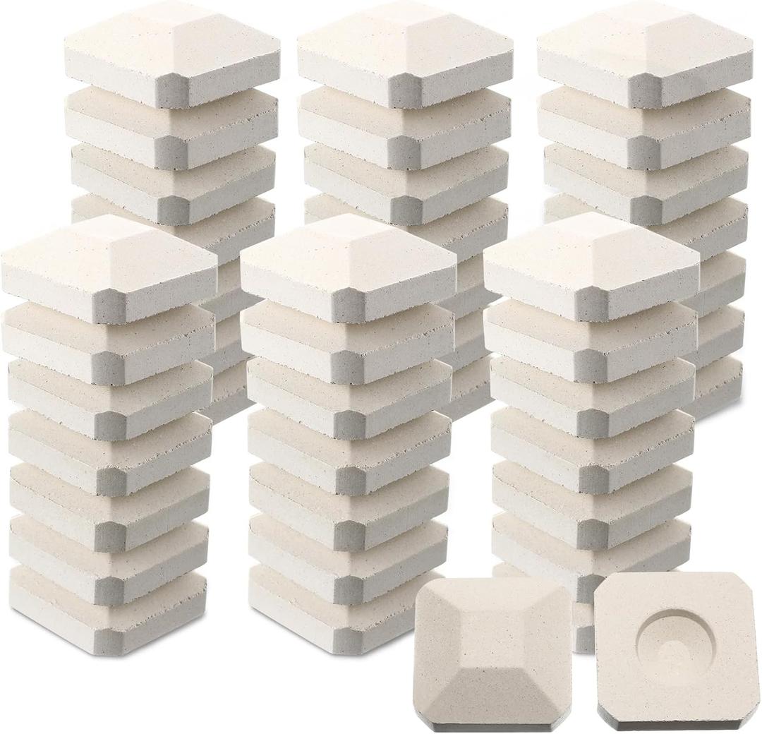 50 Pcs Barbecue Ceramic Briquettes Gas Grill Ceramic Bricks Replacement Parts Reusable BBQ Bricks Evenly Heated Gas Grill Briquettes for Baker Chef, 2 x 2 Inches