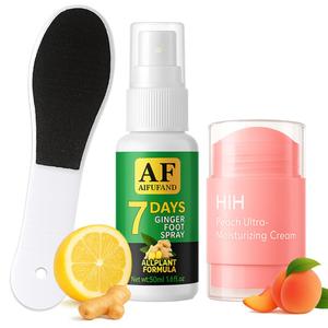 Pedicure Foot Care Kit 3 Piece Includes Ginger Foot Spray, Callus Remover & Moisturizing Anti Crack Cream Stick, Care Kit for Women & Men, Perfect for Dry Cracked Feet