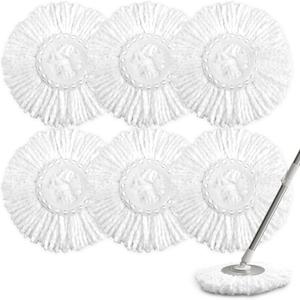 NICEMOVIC 6 Pack Spin Mop Replacement Head for 360 Spin Mop System, Standard Size Round Shape Spin Mop Replacement Head, Microfiber Refills Machine Washable and Easy Cleaning