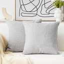 Home Brilliant Set of 2 Decoration Linen Burlap Decorative Euro Shams Couch Throw Pillows Cushion Covers, 26x26 inch(66cm), Light Grey