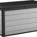 Keter Denali 200 Gallon Resin Large Deck Box with Double Wall 20mm Panels - Paintable and Drillable-Organization and Storage for Patio Furniture and Outdoor Items, Grey & Black