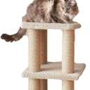 Amazon Basics Cat Tree Tower - Multi-Level Climbing Activity Center for Indoor Cats & Kittens with Scratching Posts, Platform, Jute Rope, Large (45.9"H), Beige