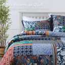Yvooxny King Quilt Set Reversible Lightweight Bohemian Paisley Patchwork Cotton Quilted Bedspread Coverlet Set 3-Piece Bedding Set with Pillowcases for All Seasons, King Size, 108 * 96 Inches