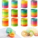 JOHOUSE Rainbow Magic Spring Party Favors for Kids, 12 PCS Colorful Plastic Spring Toy, Treasure Box Toys for Classroom, Fun Goodie Bags Stuffers for Kids Birthday