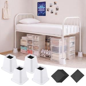 Novabright 6 Inch 4 Pack College Dorm Bed Risers,White