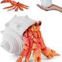 GemmiCho 3D Printed Animals, 7.8" 3D Printed Hermit Crab with Shell, 3D Printed Toys for Stress Relief, Animals Figurines Fidget Crab Toy for Boys Kids Teen 5-7 4-6 8-12 (Red)