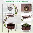 DREAMSOUL Solar Bird Bath with Solar Lantern, Vintage Copper Birdbath Flower Planter Metal Bird Bath for Outside Garden Yard