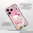 3 x 2 Pack Preppy Collage Phone Case for iPhone 17 Pro,Cute Flower Aesthetic Floral Cases Cool Y2K Strawberry Pattern Cover for Women Girls,Black Slim Protection Funda for iPhone 17 Pro 6.3 Inch