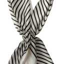 Mulberry Silk Feeling Head Scarf 27" Women's Fashion Square Neck Satin Scarfs for Bag Hair Scarves with Scarf Ring (A1-white Line)