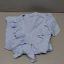 GORGLITTER Women's Ruffled Top Blouses Dressy Business Casual Button Up Long Sleeve V Neck Shirts Work Office Outfits (Blue, Small)