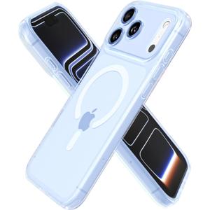 oakxco for iPhone 17 Pro Max Case Clear Magnetic, [Compatible with Magsafe] Ultra Slim Thin Transparent Silicone Mag Safe Phone Case, Non-Yellowing Plastic Soft TPU Shockproof Bumper, Light Blue