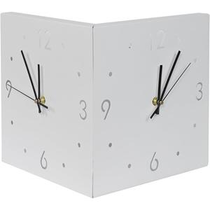 Double Sided Corner Clock, Made of Metal Material, Square Digital Clock, Silent Quartz Movement, with LED Light Strip, Decorated on The Living Room, Bedroom, and Study Walls (White)