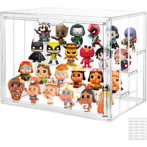 Acrylic Clear Display Case for Collectibles, 4 Layer Adjustable Figure Display Case with Magnetic Door, Large Stackable Showcase Display Box for Figures (Large 1-Pack)