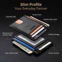 Buffway Slim Minimalist Front Pocket RFID Blocking Leather Wallets for Men and Women - Alaska Black