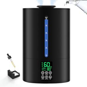 6L Humidifiers for Bedroom Large Room Home, Cool and Warm Humidifier for Plants Mist Top Fill Desk Humidifier Essential Oil Diffuser, Quiet Humidifiers with Adjustable Mist,360°Nozzle-Graphite