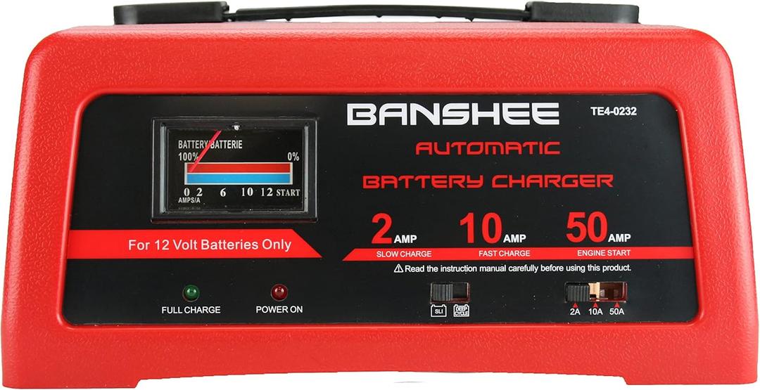 Deep Cycle Fast Charger for 12V 12 Volt Batteries - 2/10/50 amp Charge Methods